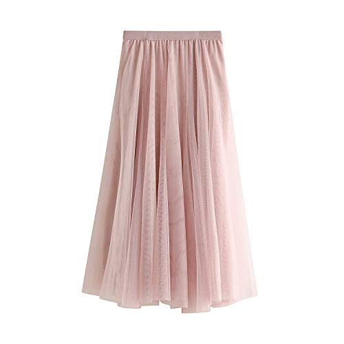Carolilly Tulle Skirt Tutu Vintage Faldas para Mujer Tutu Ballet Under 51s Style Long Tulle Falda Mujer Rosa Negro