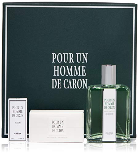 Caron Caron Pour Homme Eau De Toilette Spray + Soap + Vial (sample) For Men Gift Set