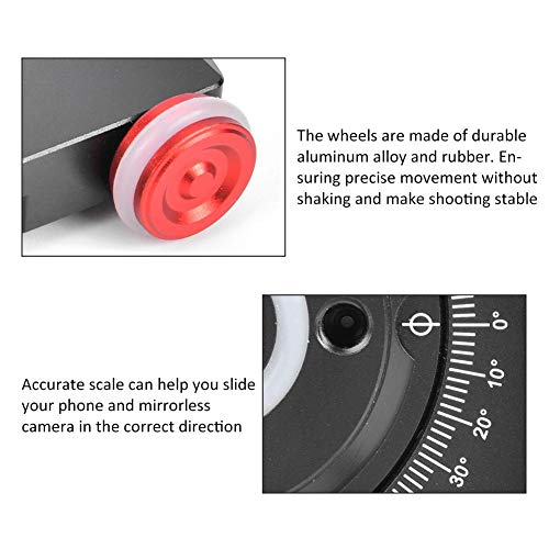 Carro de fotografía, aleación de Aluminio Rojo Baricentro bajo Fotografía Deslizador de Cuatro Ruedas Ajustable Carro rodante Equipo de Soporte de Disparo