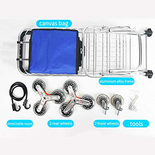 Carro de la compra de gran capacidad con ruedas, carrito de la compra plegable con bolsa impermeable extraíble y resistente, de 8 ruedas con marco de aleación de aluminio (48 x 60 x 98 cm)