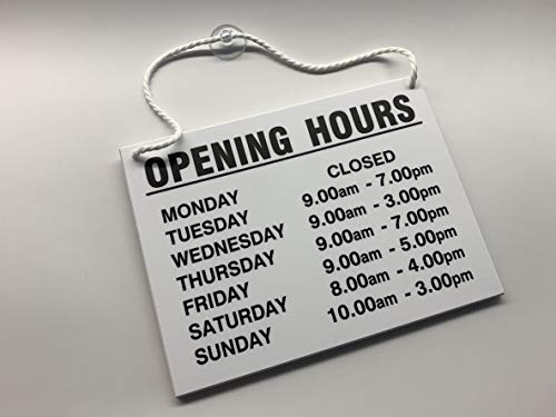 Cartel con horarios de apertura, para colgar