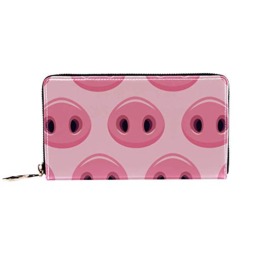 Cartera con cremallera alrededor de la mujer y el embrague de teléfono, rosa cerdo nariz de viaje, bolso de mano de piel de embrague organizador de tarjetas de muñeca