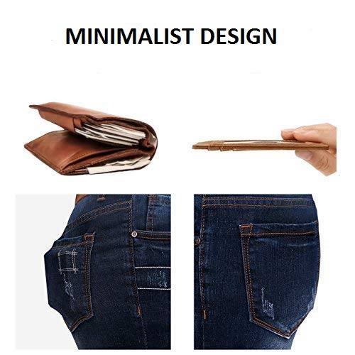 Cartera de bolsillo de piel grabada, con bloqueo RFID minimalista para tarjetas delgadas, regalo personalizado para mi papá