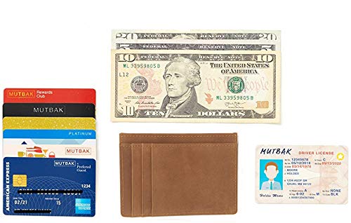 Cartera de bolsillo de piel grabada, con bloqueo RFID minimalista para tarjetas delgadas, regalo personalizado para mi papá