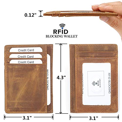 Cartera de bolsillo de piel grabada, con bloqueo RFID minimalista para tarjetas delgadas, regalo personalizado para mi papá