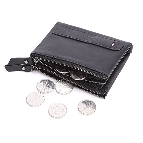 Cartera de hombre Bivalente Cremallera Bolso de cuero Capa superior de moda Billetera de cuero de vaca Monedero retro Cambio de dinero Bolsa de embrague Negocio ( color : Brown , tamaño : S )