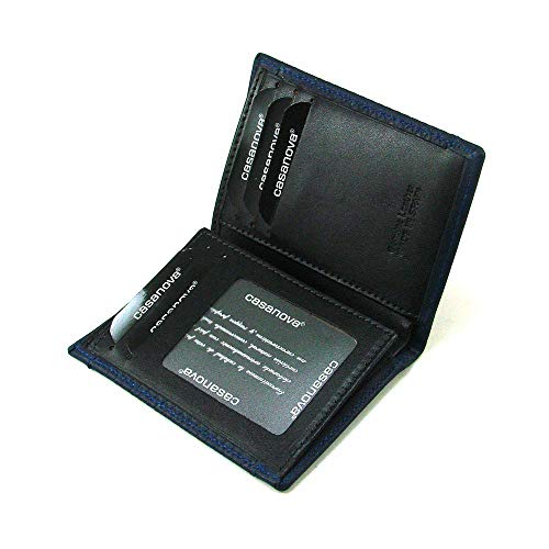 Cartera Hombre, Hecho a Mano en España, Marca Casanova, Hecha en Piel de Vacuno, Ref. 15274 Azul