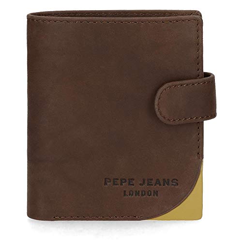 Cartera Pepe Jeans Arrow vertical con cierre de clic marrón