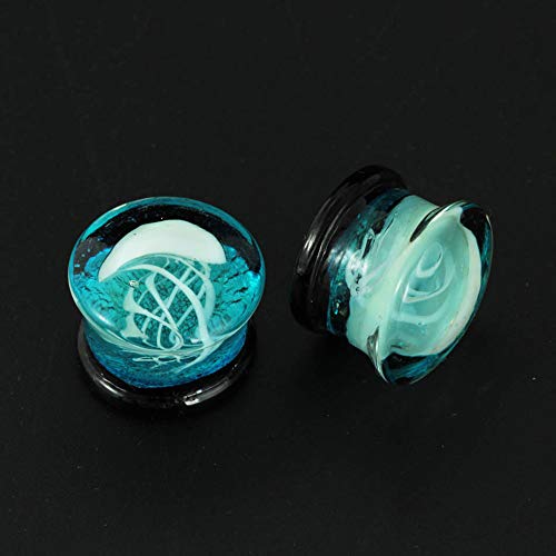 Cartilage Helix Stud Earrings 1 par de kit de estiramiento de la oreja de cristal Patrón de medusas Túnel de oreja con junta tórica Tapones de túnel de carne Juego de joyas para damas (azul, púrpura)