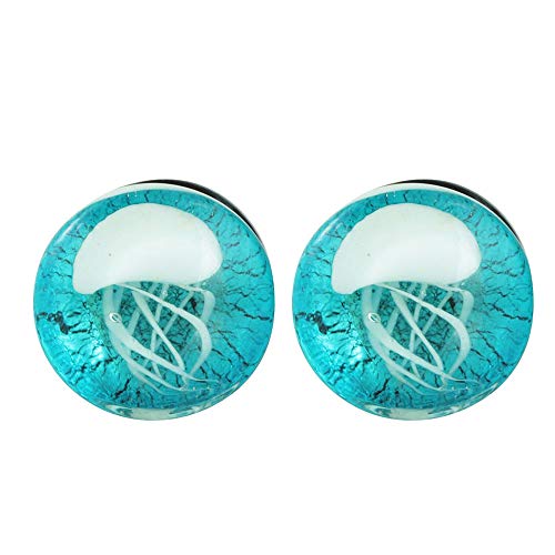 Cartilage Helix Stud Earrings 1 par de kit de estiramiento de la oreja de cristal Patrón de medusas Túnel de oreja con junta tórica Tapones de túnel de carne Juego de joyas para damas (azul, púrpura)