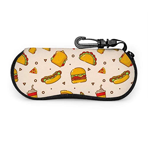 Cartoon Hot Dog Taco Burger Pizza y bebida Estuche portátil para anteojos Estuche protector para gafas resistentes a la abrasión