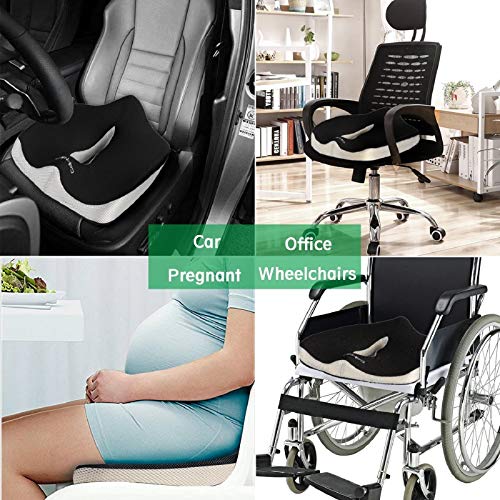 Carttiya Cojin Coxis para Silla de Oficina, Cojines para Sillas de Espuma de Memoria para Coche, Oficina, Computadora, Silla de Ruedas, Funda Lavable a Máquina
