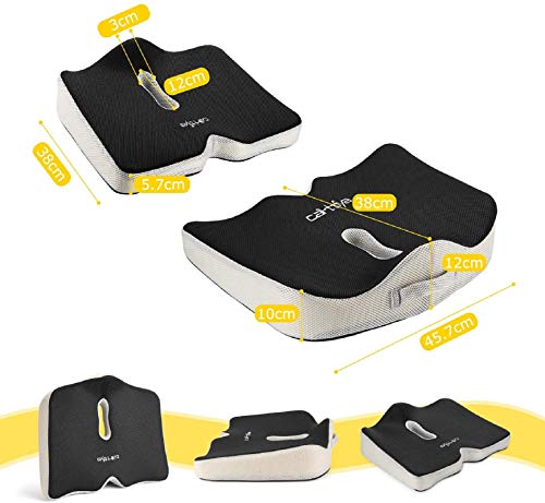 Carttiya Cojín Coxis para Silla Oficina Cojín Ergonómico de Dimensión Grande para Silla de Ruedas, Gamer, Coche, (Grande)