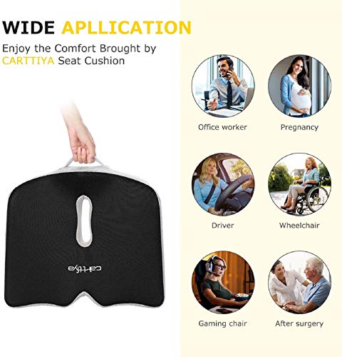 Carttiya Cojín Coxis para Silla Oficina Cojín Ergonómico de Dimensión Grande para Silla de Ruedas, Gamer, Coche, (Grande)