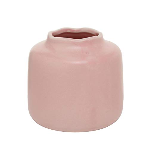 CasaJame 3 - Jarrones decorativos (gres, 9 x 9 cm), color rosa claro y blanco