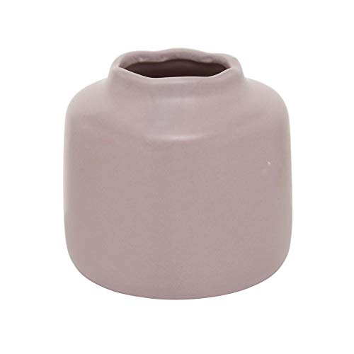 CasaJame 3 - Jarrones decorativos (gres, 9 x 9 cm), color rosa claro y blanco