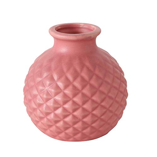 CasaJame 5 - Jarrones decorativos (estructura de piedra, 11 cm), color blanco, rosa y gris claro