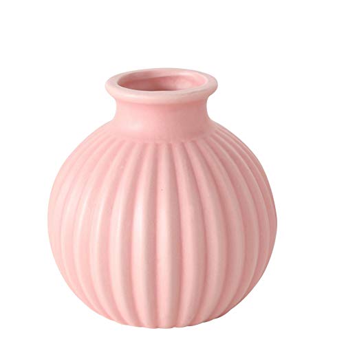 CasaJame 5 - Jarrones decorativos (estructura de piedra, 11 cm), color blanco, rosa y gris claro