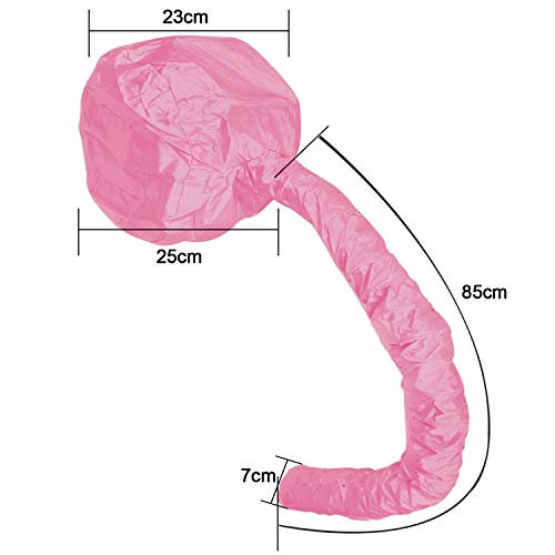 Casco para Secar el Pelo, Wafly Softhood Gorro Secador de Pelo de Viaje Capucha Accesorio para el Pelo para Salon Mujeres Chicas, Largo,Corto, Lliso, pelo Rizado-Rosa,Diámetro de 10,2-Rosado