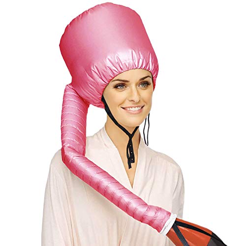 Casco para Secar el Pelo, Wafly Softhood Gorro Secador de Pelo de Viaje Capucha Accesorio para el Pelo para Salon Mujeres Chicas, Largo,Corto, Lliso, pelo Rizado-Rosa,Diámetro de 10,2-Rosado