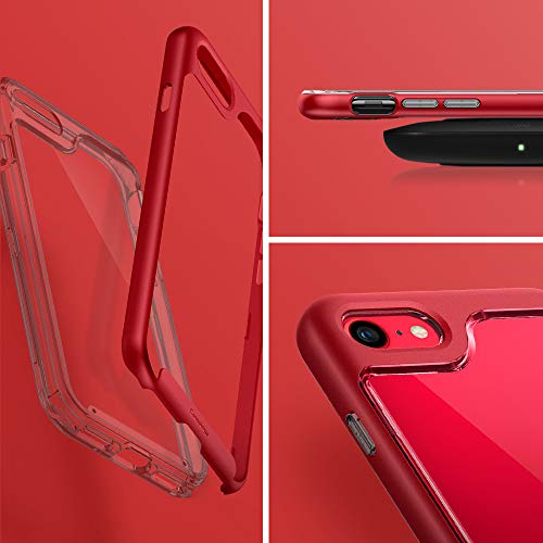 Caseology Skyfall, Funda iPhone SE 2020 / Phone 8 / iPhone 7 Transparente, Bumper Rojo, Carcasa Diseñada iPhone SE 2020/8/7 (Red)
