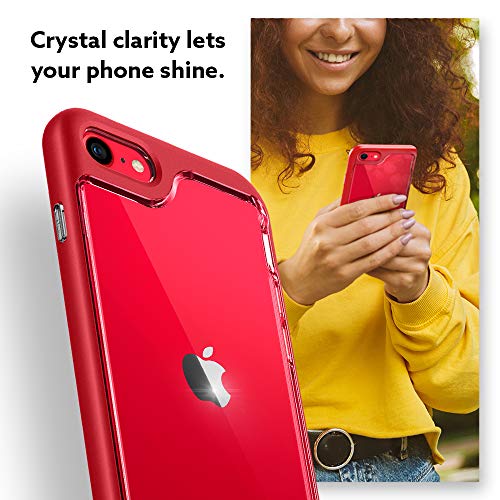 Caseology Skyfall, Funda iPhone SE 2020 / Phone 8 / iPhone 7 Transparente, Bumper Rojo, Carcasa Diseñada iPhone SE 2020/8/7 (Red)