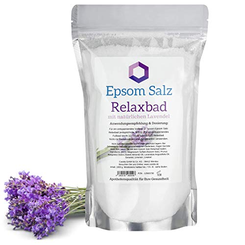 Casida - Sales de Epsom para Baño Relajante - magnesio para baño corporal o baño de pies - sulfato de magnesio original - con lavanda natural - la calidad de las farmacias - 1000g