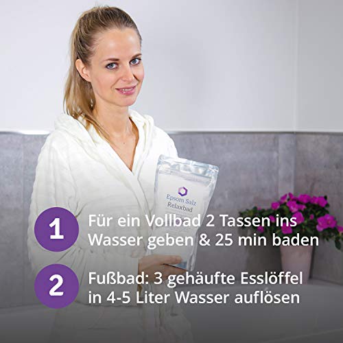 Casida - Sales de Epsom para Baño Relajante - magnesio para baño corporal o baño de pies - sulfato de magnesio original - con lavanda natural - la calidad de las farmacias - 1000g