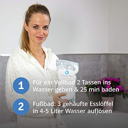 Casida - Sales de Epsom para Baño Vitale - magnesio para baño corporal o baño de pies - sulfato de magnesio original - altamente concentrado - la calidad de las farmacias - 1000g