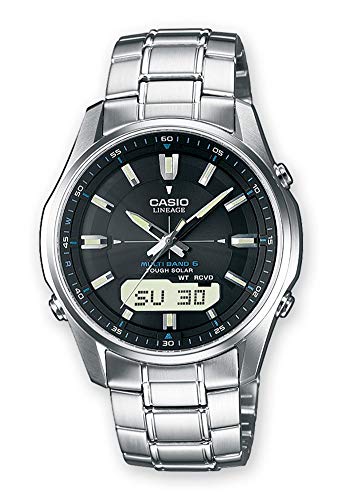 Casio WAVE CEPTOR Reloj Radiocontrolado y solar, Cristal de zafiro, Caja sólida de acero inoxidable, Negro, para Hombre, con Correa de Acero macizo, LCW-M100DSE-1AER