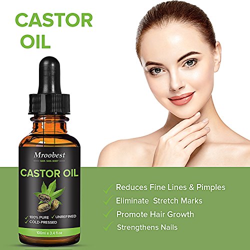 Castor Oil,Cold Pressed Castor Oil,100% Pure Castor Oil for Eyelashes, Eyebrows, Hair Growth, Skin and Face (100ml)