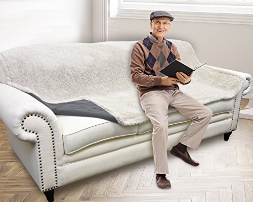 Catalonia - Manta impermeable para muebles, reversible, forro polar de felpa cálida, para canotaje, camping, sofá, cama, sofá o cama, extra grande, poliéster Poliéster. polar, Gris/Tuape, 203 x 229cm