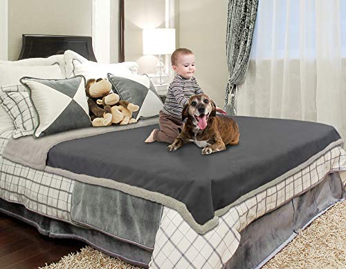 Catalonia - Manta impermeable para muebles, reversible, forro polar de felpa cálida, para canotaje, camping, sofá, cama, sofá o cama, extra grande, poliéster Poliéster. polar, Gris/Tuape, 203 x 229cm