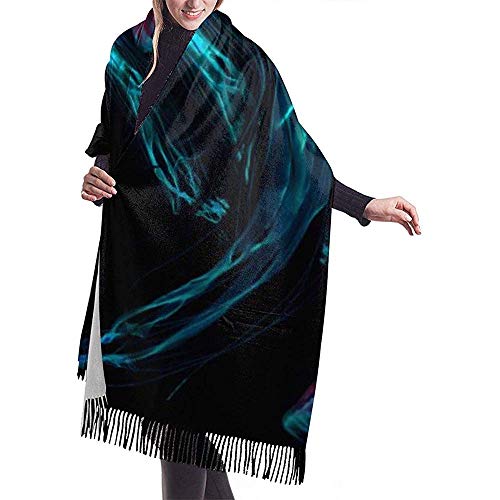 Cathycathy Fondo de medusas Medusas venenosas de ortiga de mar japonés. Pañuelo de bufanda de efecto de luz de neón azul brillante