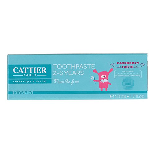 Cattier pasta de dientes para niños de 2-6 años Sabor Frambuesa 50 ml Juego de 2