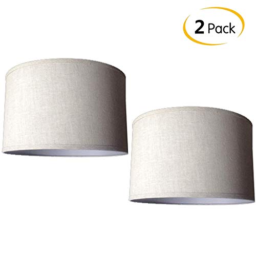 CattleBie Light Shade tambor, Clamp Pantalla, Pantalla de lino, especial for E27, beige, marrón, crema, Negro Ronda de la lámpara de techo Pantallas de iluminación.(22-42CM) de peso pesado, paquete de