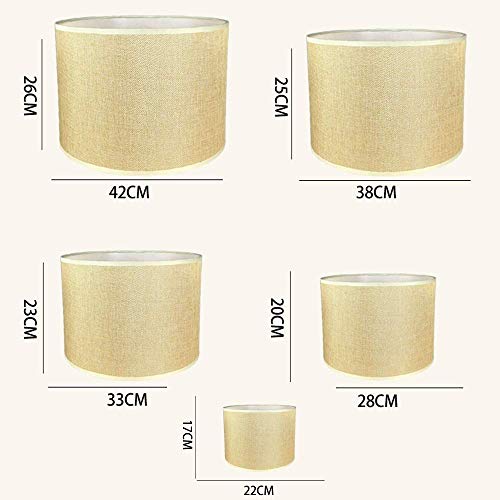 CattleBie Tambor de luz de Sombra, Clamp Pantalla, Lino Pantalla, Especial for E27, Beige, marrón, Crema, lámpara de Techo Negro Ronda Pantalla.(22-42CM) de Peso Pesado