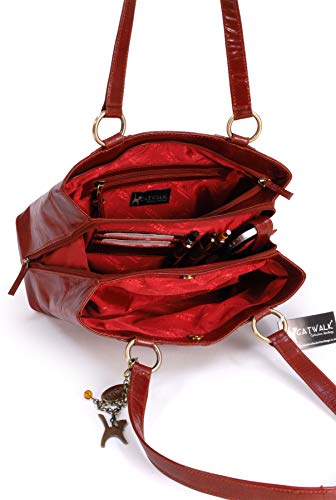 CATWALK COLLECTION - BELLSTONE - Bolso al hombro estilo shopper - Cuero vintage - Grande - Rojo