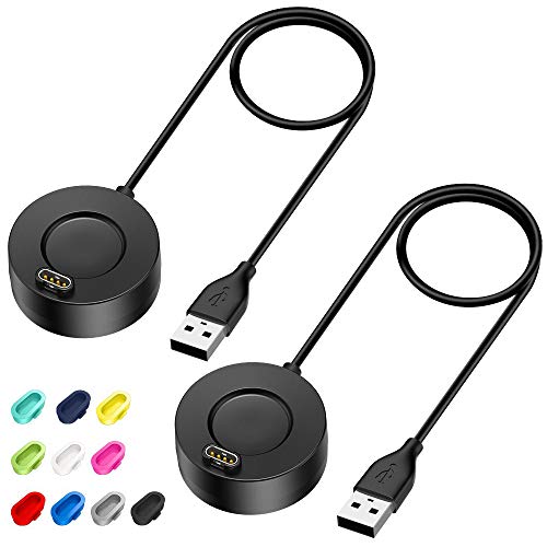 CAVN Cargador Compatible con Garmin Vivoactive 3 /Fenix 6 6S 6X /Fenix 5 5S 5X / Forerunner 935 / Vívoactive 4, 2 Pcs Instinct Cargador USB Cargador Cable, Tapones de Polvo de Silicona
