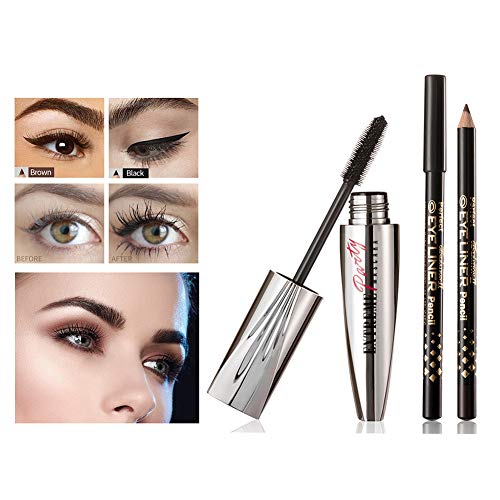 CawBing Mascara Eyeliner Set Mor impermeable rápido Drng maquillaje pestañas