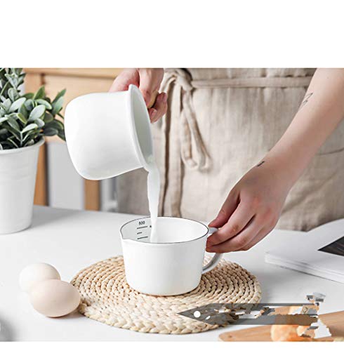 Cazo antiadherente pequeño para leche, té, café, hervir huevos, preparar la papilla del bebé, diseño esmaltado con mango de madera, fácil de limpiar, de Jmahm. blanco
