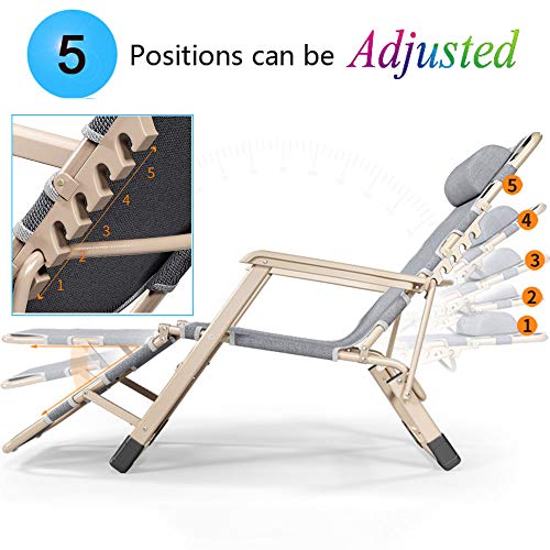 CDDQ Sillas de tumbona plegables, sillón cero gravedad, reclinables ligeras, carga máxima de 570 lb, cómodo, apto para terraza, patio, camping, jardín, piscina