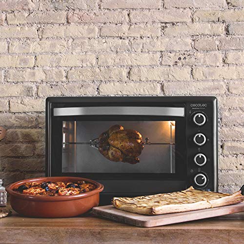 Cecotec Bake&Toast 750 Gyro - Horno Conveccion Sobremesa, 2000 W, 12 Modos, Temperatura hasta 230ºC y Tiempo hasta 60 Minutos, Incluye Accesorio Rustidor con pinzas, Capacidad 46L 37x57x39cm