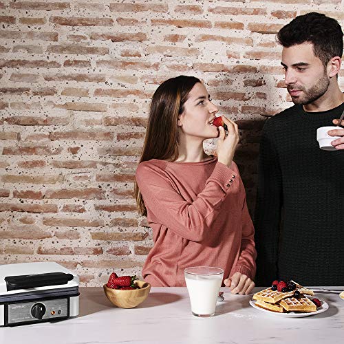 Cecotec Gofrera para dos gofres Fun Gofrestone Double con 1200 W y recubrimiento RockStone