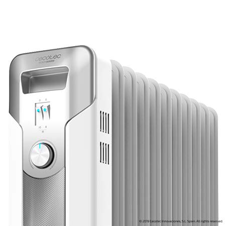 Cecotec Radiador de Aceite Ready Warm 5700 Space. 11 Módulos, Bajo Consumo, Termostato Regulable, 3 Niveles de Potencia, Sistema Antivuelco, Fácil Transporte, 2500 W