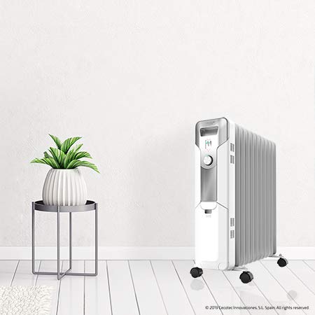 Cecotec Radiador de Aceite Ready Warm 5700 Space. 11 Módulos, Bajo Consumo, Termostato Regulable, 3 Niveles de Potencia, Sistema Antivuelco, Fácil Transporte, 2500 W