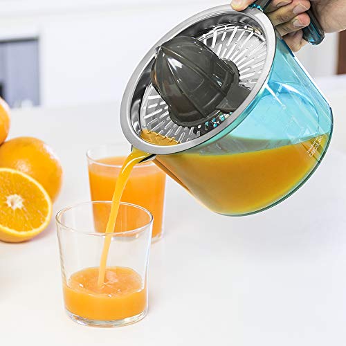 Cecotec Zitrus Easy Inox - Exprimidor Eléctrico, Filtro de Acero Inoxidable, Tambor de 1 Litro, BPA Free, Doble Sentido de Giro, Doble Cono y Cubierta Antipolvo, 40W