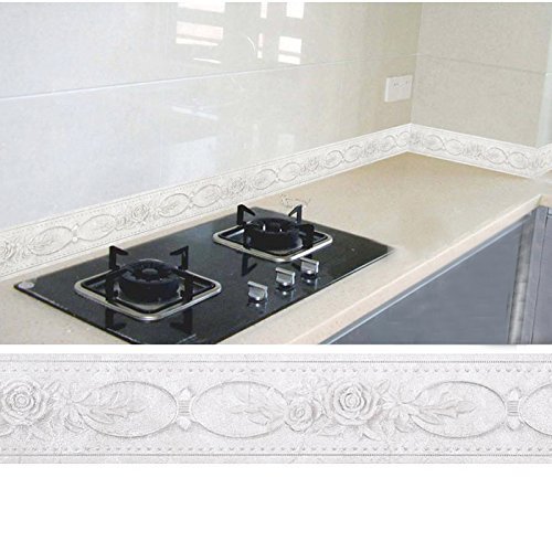 Cenefa de papel pintado impermeable, de Da Jia Inc, en rollo de 10 x 500 cm, con diseño tridimensional, retirable, autoadhesiva, de para decoración de cocinas, baños y azulejos