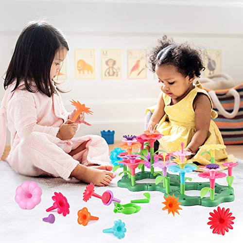 CENOVE Juguetes para niñas de 3 4 años de Edad Juego de Juguetes de Jardín de Flores, DIY Ramo de Arreglo Floral Regalo para Niñas de 3 Años (130 PCS)