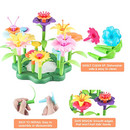 CENOVE Juguetes para niñas de 3 4 años de Edad Juego de Juguetes de Jardín de Flores, DIY Ramo de Arreglo Floral Regalo para Niñas de 3 Años (130 PCS)